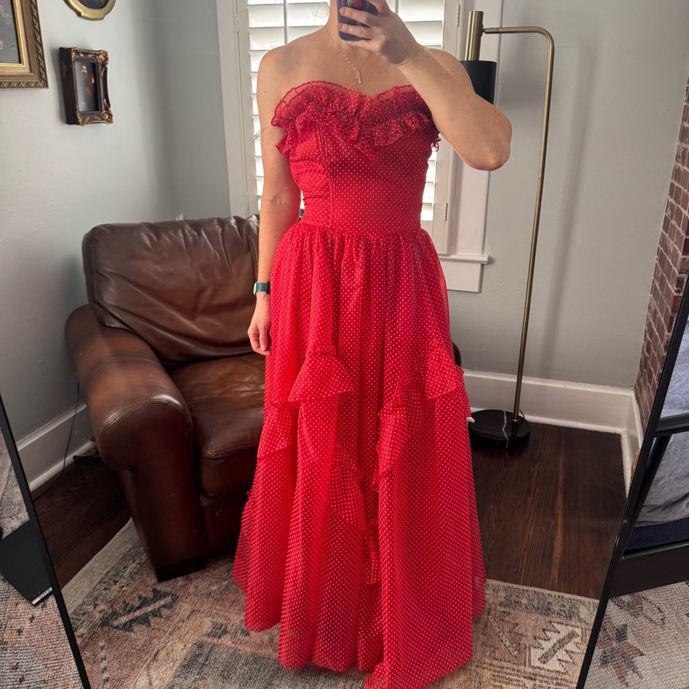 Vintage Gunne Sax red polka dot gown